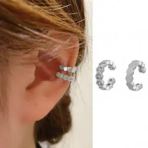 육각 큐빅 이어커프 2P 귀찌 데일리 귀걸이 피어싱 이어링 알레르기 방지 개별박스 포장