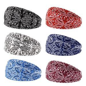 야리뷰 6PCS 헤드밴드 페이즐리 반다나 스웨트밴드 헤어랩 패션 보호 와이드 두꺼운 운동 요가 탄력 남성 쿨링 러닝 스포츠 남녀용