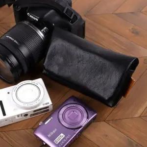 SpaR 가죽 디카 카메라 파우치 소형 블랙 OWJ60323