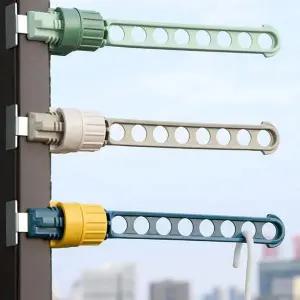 창문 설치형 사이드 후크 옷걸이 베란다 블루 컬러