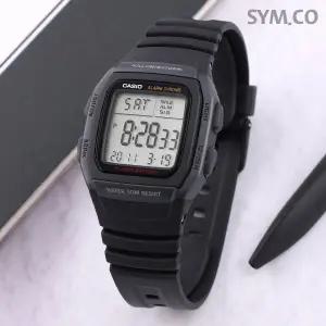 카시오 W-96H-1B 군인 군용 스퀘어 듀얼타임 스포츠 남자 우레탄 시계 d3