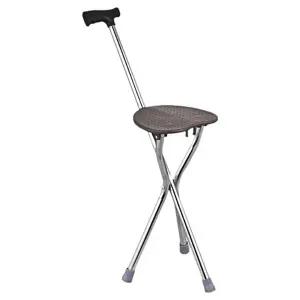 디자브 접이식 휴대용 스테인리스 스틸 어르신 지팡이 의자, 1개