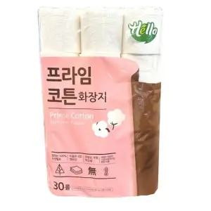 [RIZPICK]헬로 프라임코튼 화장지 30mX30롤 3겹 엠보싱 화장지