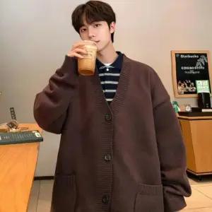 [옷자락]남성용 브이넥 드롭숄더 포켓 가디건