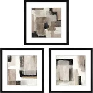 아트비한나 11x14인치 블랙 프레임 추상 월 세트 3개와 브라운 황갈색 블록 식물성 추가 프린트 포함