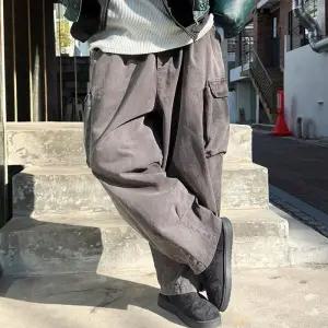 [옷자락]남자 벌룬 카고 와이드핏 피그먼트 밴딩 힙한 면바지