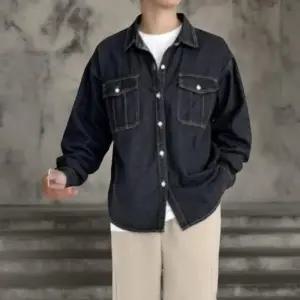 [옷자락]남성 빈티지 루즈핏 워싱 포켓 청남방