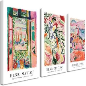 위코 아트 캔버스 월 3피스 앙리 마티스 추상 컬러풀 포스터 벽 및 홈 오피스 장식용 프린트