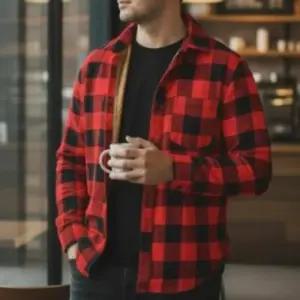 [옷자락]남성용 겨울 기모 빅체크 캐주얼 셔츠