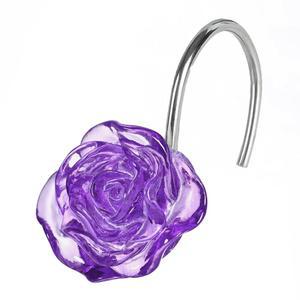 보라색 샤워 텍스처 꽃잎 글리터 아이스 식물 테마 라벤더 커튼 크리스탈 여자 욕실 장식용