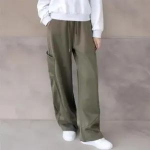 [옷자락]남녀 공용 스트리트 패션 사이드 포켓 밴딩 와이드 바지