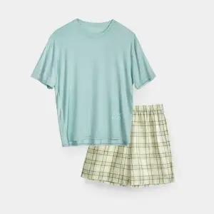 모달 소재 커플 홈웨어 반팔 바지 세트 실내복 파자마 여름 잠옷 통기성 부드러운 가벼운