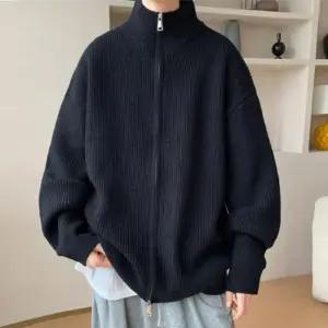 [옷자락]남성 루즈핏 골지 스탠드넥 니트 집업 자켓
