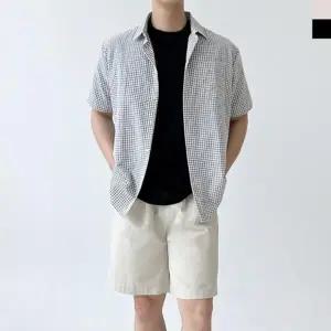 SS1021M 남자 시어서커 여름 체크 반팔 남방 셔츠