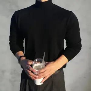 [옷자락]남성 슬림핏 반목 니트 기본 무지 티셔츠