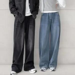 [옷자락]남성 캐주얼 핀턱 버튼 밴딩 와이드 청바지
