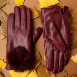 안감털장갑 여우털 방울 달린 여성 가죽장갑 직장인 오피스룩