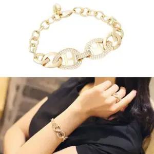 팔찌선물 볼드 체인 포인트 큐빅 패션 팔찌 US 14Kgp