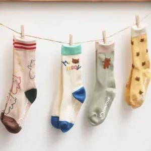 유아아동양말 y테디베어중목 4족세트 아기남아여아공용 곰양말