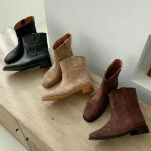 니트부츠 스웨이드 스티치 앵클부츠 숏 데일리 원피스코디 3cm