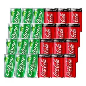 [음료센타]칠성사이다 + 코카콜라제로 미니캔 혼합 24개