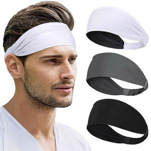 남녀용 비스터 스포츠 헤드밴드(3팩), 수분 흡수 스웨트밴드, 신축성 논슬립 러닝, 사이클링, 농구를 위한 운동용 와이드 헤어밴드