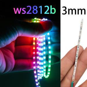 슈퍼 얇은 3mm WS2812b LED 스트립 빛 DC 5V 12V개별적으로 주소 지정 가능 SPI RGB 픽셀 테이프 리본 드림