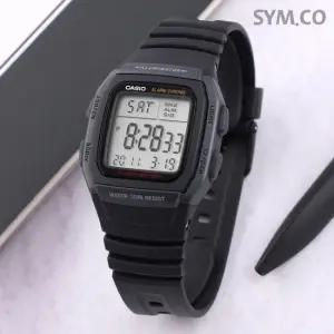 W-96H-1B 군인 군용 스퀘어 듀얼타임 스포츠 남자 우레탄 시계 d3