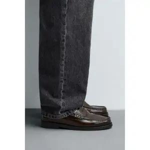 ZARA 가죽 페니 로퍼 - 버건디 레드