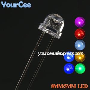 50개/20개 5mm 8mm F5 F8 밀짚모자 LED 다이오드 밝고 선명한 에메랄드 그린 레드 화이트 핑크 퍼플 옐로우