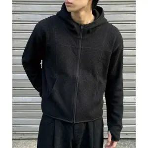 매장정품 UNDEROFF 와플 크롭 핑거홀 집업 후드 블랙