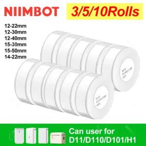 Niimbot D11 D101 D110 공식 라벨 스티커 용지 롤 다양한 크기의 흰색 컬러 3 5 10 프린터 사용용
