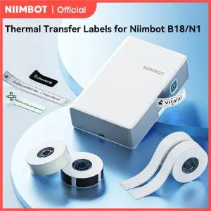 Niimbot N1/B18 PET 라벨 용지 2 롤 스크래치 방지 테이프 탄소 리본 스티커 휴대용 프린터 8-10 년 유지