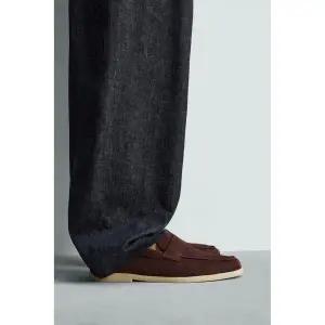 ZARA 캐주얼 레더 로퍼 - 버건디 레드