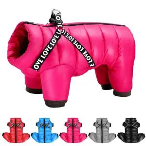 겨울 개 옷 하네스와 슈퍼 따뜻한 애완견 자켓 코트 작은 중형 복장에 대한 방수 강아지 의류 후드