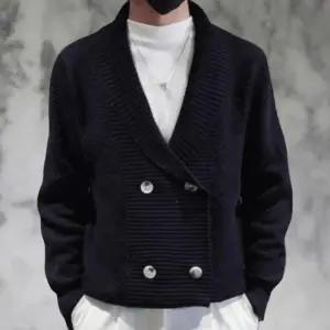 [옷자락]남성 클래식 더블 버튼 포켓 긴팔 니트 가디건