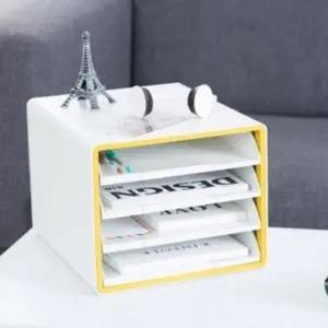 ( )노랑 - 4단 오픈형 서류함 시스맥스 디럭스 캐비넷 문서 서류 정리함 수납