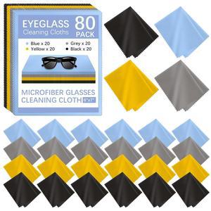 eAj 안경용 극세사 클리닝 천 80팩, 안경, 카메라 렌즈, TV 화면, 휴대폰 및 노트북용 멀티 컬러 안경 클리닝 천 벌크 6