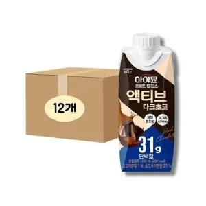 [일동후디스] 하이뮨 프로틴 밸런스 액티브 대용량 다크초코 330ml, 12개 간편식 단백질 운동 보충제