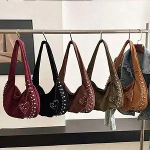 여성 버클 장식 호보백 프렌치 숄더백 스웨이드 가방