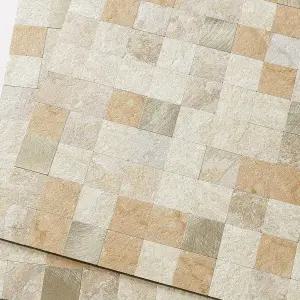 BeNice 키친 백스플래시 내열 타일 욕실용 대리석 모자이크 벽 패널(10매 베이지 브라운)