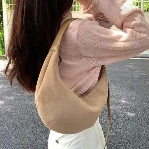 여성 프렌치무드 숄더백 스웨이드 라운드 호보백 3색