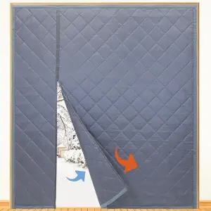 겨울용 리버서블 와이드 마그네틱 단열 도어 커튼 두꺼운 폴리에스터 섬유 충전재 및 헤비 듀티 옥스포드