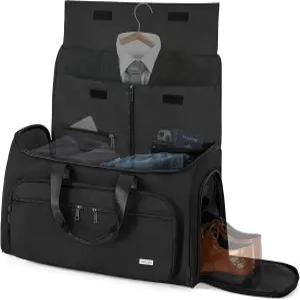 여행용 AKOZLIN 컨버터블 의류 가방 3 in 1 캐리 온 더플백 신발 칸 걸이 남성용 블랙