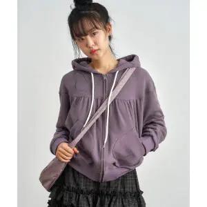 KIJIKO ke106-Shirring Hooded Zip Up Purple 2072857