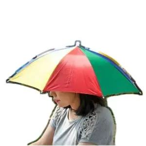 [하프클럽/]모자우산 우산형 무지개 모자 밴드형 머리우산
