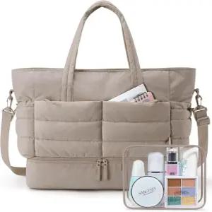 신발 수납공간이 있는 백스마트 대형 여행용 더플백 여성용 패딩 캐리온 짐 위켄더백 태닝