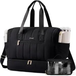 LOVEVBOOK 여행용 더플백 신발장이 있는 여성용 퍼퍼 위켄더백 비행기용 42L 기내 반입 분만 및 병원용