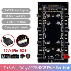 1~ 8 웨이 분배기 RGB PWM 허브 PC 5V 3PIN/12V 4PIN 냉각 팬 마더 보드 용 케이블 LED 스트립 제어