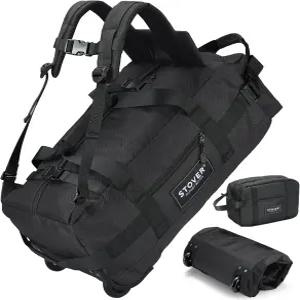 스토버 45L 휴대용 롤링 더플 백 휠 중간 내구성 여행용 화장실 가방 포함 튼튼한 패커블 어깨끈 접이식 -